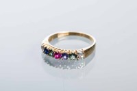 Lot 2172 - NINE CARAT GOLD 'DEAREST RING' set with seven...