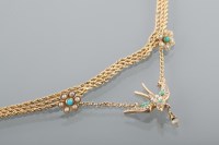 Lot 1639 - EDWARDIAN TURQUOISE AND SEED PEARL NECKLET...