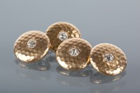 Lot 1668 - PAIR OF DIAMOND SET CUFFLINKS each with two...