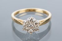 Lot 1671 - DIAMOND CLUSTER RING the diamonds in a daisy...