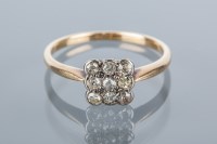 Lot 1679 - SQUARE DIAMOND CLUSTER RING set with nine old...