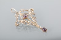 Lot 1687 - EDWARDIAN AMETHYST AND SEED PEARL SET HOLBEIN...