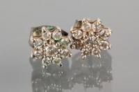 Lot 1705A - PAIR OF DIAMOND CLUSTER EARRINGS each a floral...