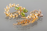 Lot 1723A - TWO GEM SET FLORAL SPRAY BROOCHES one set with...