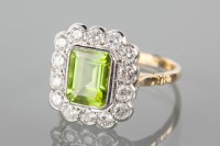 Lot 1733A - IMPRESSIVE PERIDOT AND DIAMOND CLUSTER RING...