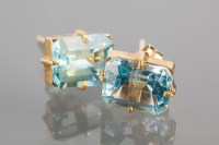 Lot 1751A - PAIR OF TOPAZ SET STUD EARRINGS each set with...