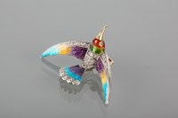 Lot 1801A - UNUSUAL ENAMEL AND DIAMOND BIRD BROOCH...