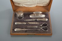 Lot 278 - SILVER SIX PIECE MANICURE SET maker M J Myatt...