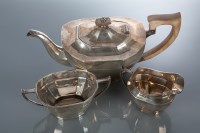 Lot 287 - SILVER THREE PIECE TEA SERVICE maker Cooper...