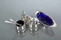 Lot 304 - SILVER CRUET SET maker Elkington & Co.,...