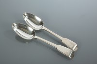 Lot 318 - SIX GEORGE IV SILVER FIDDLE PATTERN DESSERT...