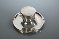 Lot 323 - GEORGE V SILVER INKWELL makers mark rubbed,...