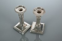 Lot 324 - PAIR OF SILVER DWARF CANDLESTICKS maker...