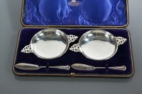 Lot 332 - PAIR OF SILVER QUAICH STYLE BUTTER DISHES...