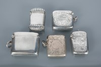 Lot 339 - GROUP OF FIVE SILVER VESTA CASES four with...