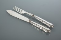 Lot 354 - SET OF SIX SILVER FISH KNIVES AND FORKS blades...