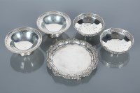 Lot 367 - TWO PAIRS OF SILVER BON BON DISHES maker James...