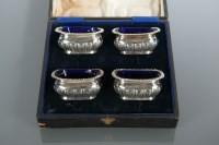 Lot 368 - SET OF FOUR GEORGE V SILVER SALT CELLARS maker...