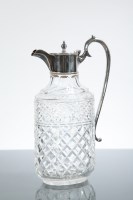 Lot 385 - SILVER MOUNTED CRYSTAL CLARET JUG maker Israel...