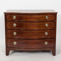 Lot 719 - GEORGE III SERPENTINE INLAID MAHOGANY CHEST...