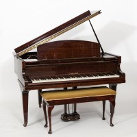 Lot 782 - CHALLEN MAHOGANY BOUDOIR GRAND PIANO 130cm long