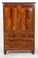 Lot 793 - EARLY 19TH CENTURY MAHOGANY LINEN PRESS with...