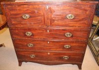 Lot 802 - GEORGE III LINE INLAID MAHOGANY SECRETAIRE...