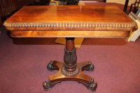 Lot 856 - WILLIAM IV ROSEWOOD CARD TABLE with gadrooned...