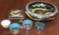 Lot 877 - CHINESE CLOISONNE BOWL AND OTHER CLOISONNE...