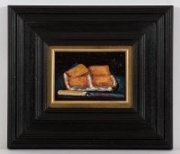 Lot 2319 - DAVID ROBERTSON, BISCUITS AND BREAD oil on...