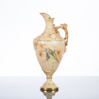 Lot 470 - ROYAL WORCESTER BLUSH IVORY EWER decorated...