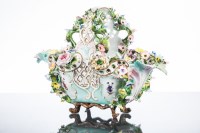 Lot 506 - 19TH CENTURY MEISSEN FLORAL ENCRUSTED CHESTNUT...