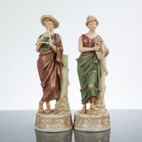 Lot 515 - PAIR OF ROYAL DUX GRECIAN STYLE FIGURES the...