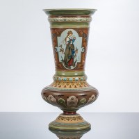 Lot 516 - METTLACH TRUMPET VASE of shouldered oviform...