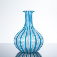 Lot 538 - VENETIAN LATTICINO GLASS VASE withl blue ribs,...