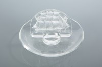 Lot 559 - LALIQUE GLASS ASHTRAY with semi circular...