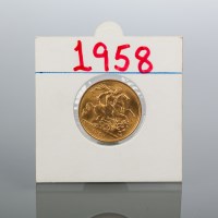 Lot 1780 - GOLD ELIZABETH II FULL SOVEREIGN DATED 1958