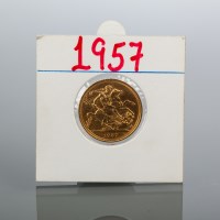 Lot 1781 - GOLD ELIZABETH II FULL SOVEREIGN DATED 1957