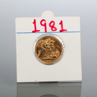 Lot 1788 - GOLD ELIZABETH II FULL SOVEREIGN DATED 1981