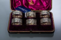 Lot 289 - SET OF SIX LATE VICTORIAN SILVER NAPKIN RINGS...