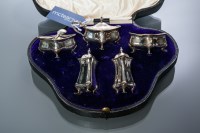 Lot 317 - GEORGE V SILVER CRUET SET maker Elkington & Co...
