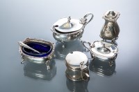 Lot 318 - SILVER SALT CELLAR AND PEPPER SHAKER maker...