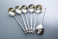 Lot 321 - SET OF SIX LATE 19TH CENTURY RUSSIAN SILVER...