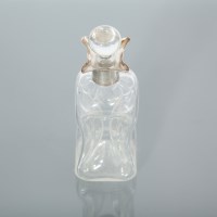 Lot 345 - LATE VICTORIAN SMALL SILVER COLLARED DECANTER...