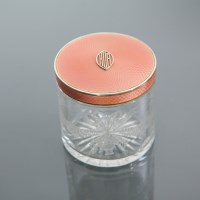 Lot 346 - SILVER AND PEACH GUILLOCHE ENAMEL DRESSING...