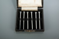 Lot 371 - SET OF SIX SILVER TOOTH PICKS maker Barker...