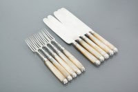 Lot 373 - SET OF FIVE GEORGE III SILVER AND MOTHER OF...