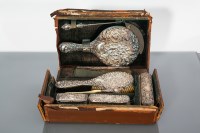 Lot 392 - MATCHED EDWARDIAN SILVER VANITY SET maker...