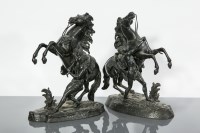 Lot 1043 - PAIR OF 19TH CENTURY BRONZE MARLY HORSES AFTER...