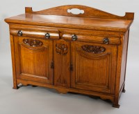 Lot 1103 - LATE VICTORIAN OAK SIDEBOARD OF ARTS AND...